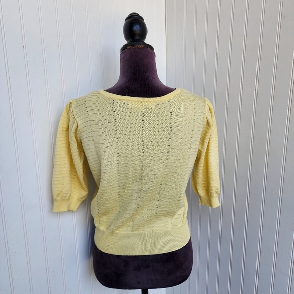 Madison+Hudson Womens Knit Yellow Sweater Puff Sleeve Rayon Petite PM - Picture 7 of 12